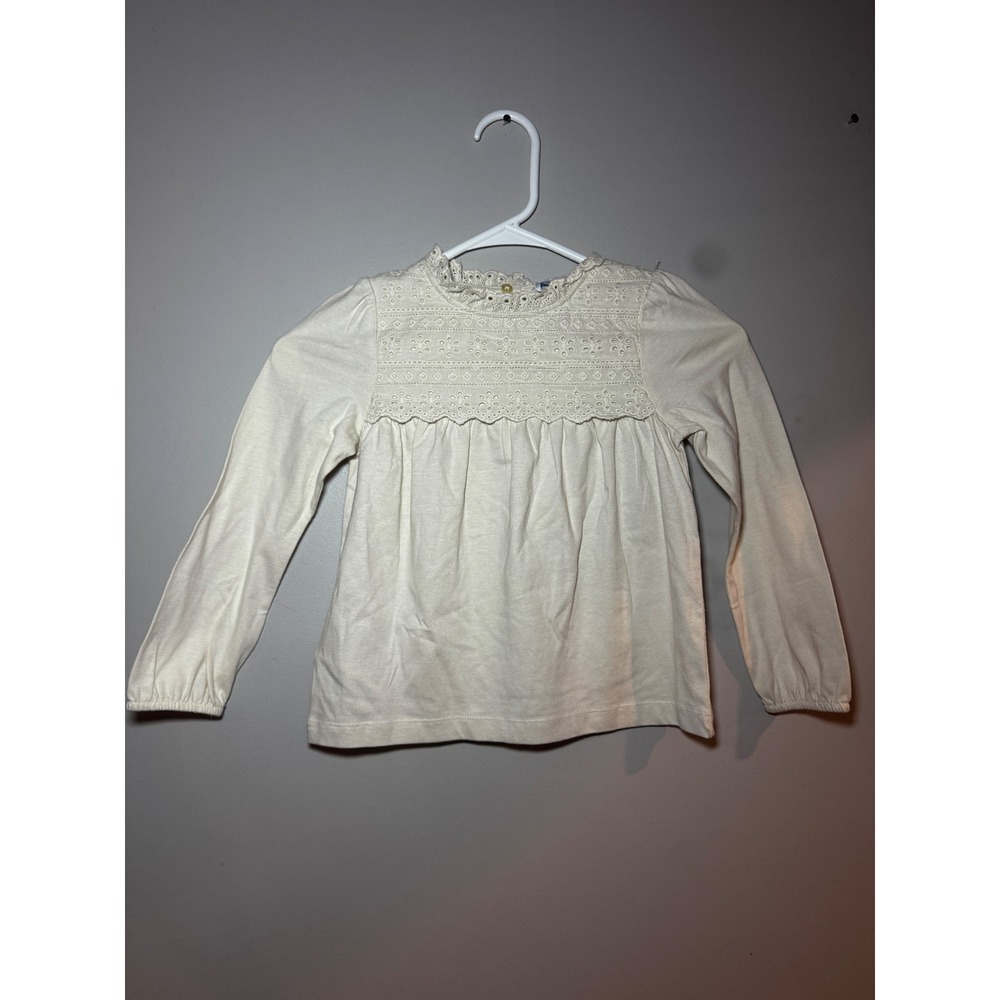 Mayoral Girls Cream Eyelet Lace Long Sleeve Top Blouse Size 5 NWT 4027 Garbanzo